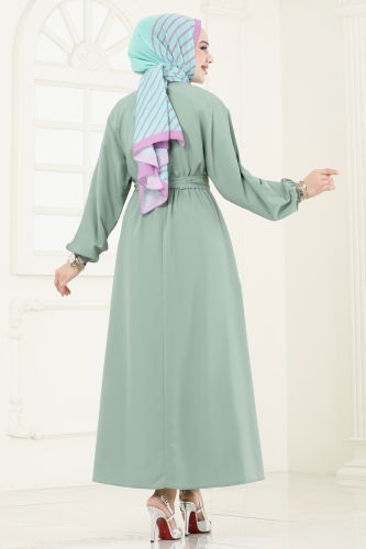 moda selvim Dress 012MR1078 Almond Green - Thumbnail