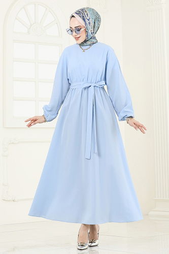 moda selvim الفستان أزرق فاتح 012MR1078 - Thumbnail