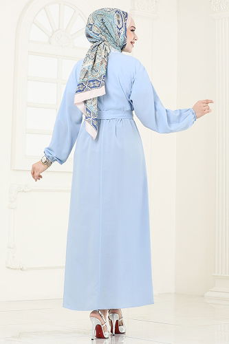moda selvim الفستان أزرق فاتح 012MR1078 - Thumbnail