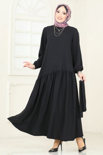 moda selvim الفستان أسود 013MR1078 - Thumbnail