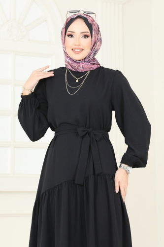 moda selvim الفستان أسود 013MR1078 - Thumbnail