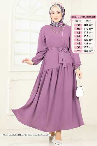 moda selvim الفستان ليلكي غامق 013MR1078 - Thumbnail