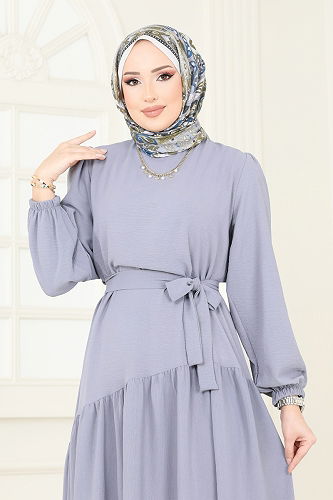 moda selvim Dress 013MR1078 Gray - Thumbnail