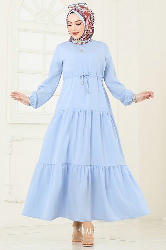 moda selvim Dress 014MR1078 Baby Blue - Thumbnail
