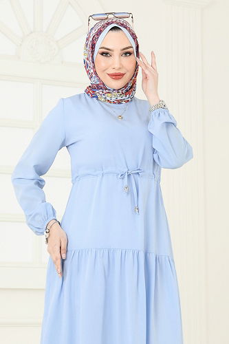 moda selvim Dress 014MR1078 Baby Blue - Thumbnail