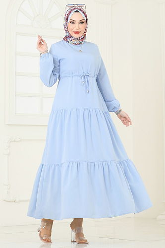 moda selvim الفستان أزرق فاتح 014MR1078 - Thumbnail