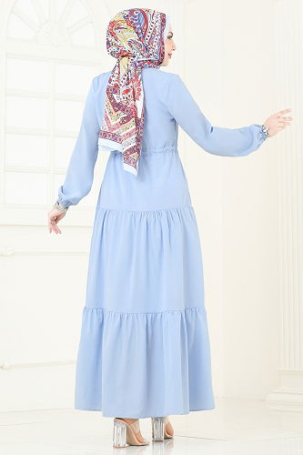 moda selvim الفستان أزرق فاتح 014MR1078 - Thumbnail