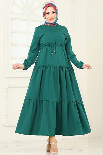 moda selvim Dress 014MR1078 Emerald - Thumbnail