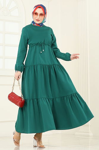 moda selvim الفستان زيتي 014MR1078 - Thumbnail