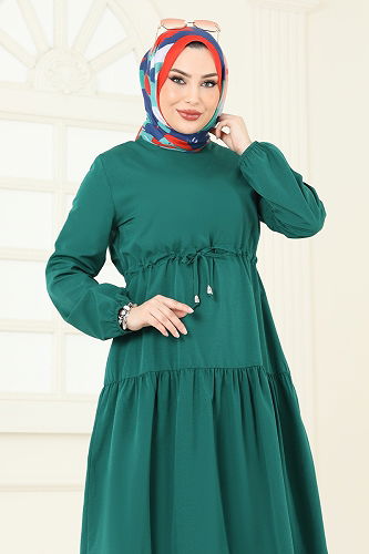 moda selvim الفستان زيتي 014MR1078 - Thumbnail