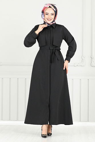 moda selvim Dress 019MR1077-M Black - Thumbnail