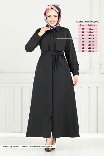 moda selvim الفستان أسود 019MR1077-M - Thumbnail