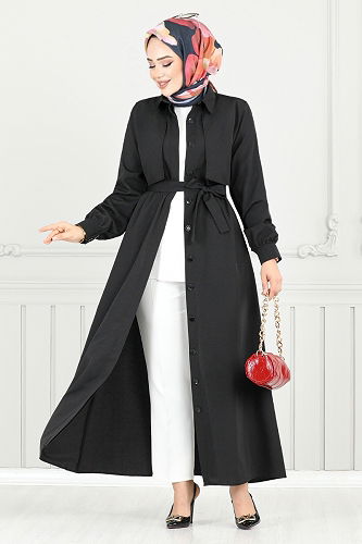 moda selvim الفستان أسود 019MR1077-M - Thumbnail