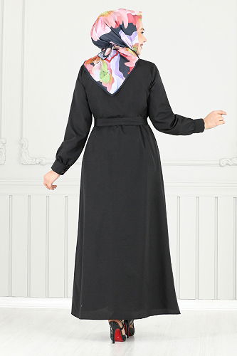 moda selvim الفستان أسود 019MR1077-M - Thumbnail