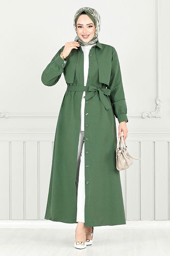 moda selvim Dress 019MR1077-M Khaki - Thumbnail