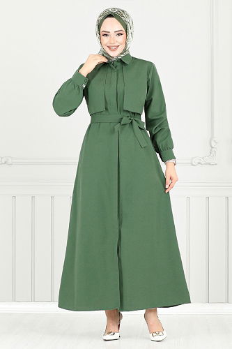 moda selvim Dress 019MR1077-M Khaki - Thumbnail