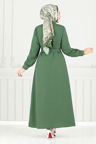 moda selvim Dress 019MR1077-M Khaki - Thumbnail