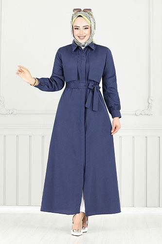 moda selvim Dress 019MR1077-M Navy Blue - Thumbnail