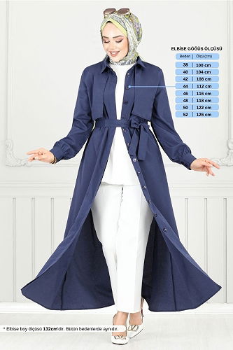 moda selvim Dress 019MR1077-M Navy Blue - Thumbnail