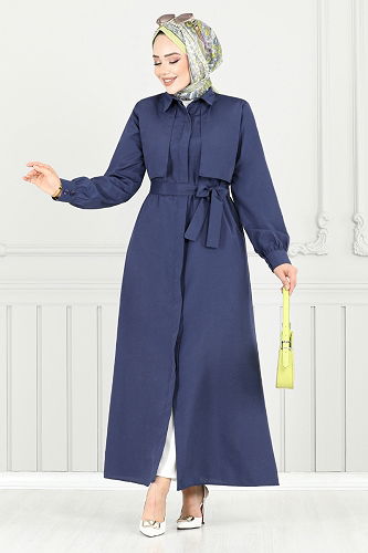 moda selvim Dress 019MR1077-M Navy Blue - Thumbnail