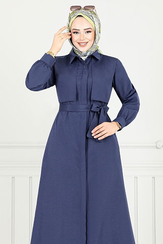 moda selvim Dress 019MR1077-M Navy Blue - Thumbnail