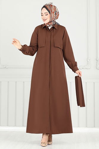 moda selvim Dress 019MR1078 Brown - Thumbnail