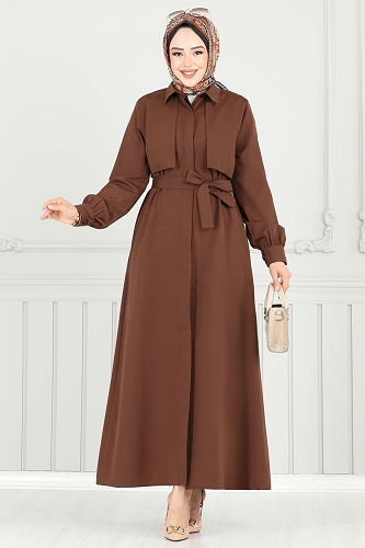 moda selvim Dress 019MR1078 Brown - Thumbnail