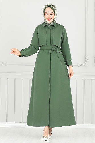 moda selvim Dress 019MR1078 Khaki - Thumbnail