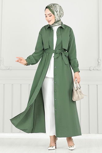 moda selvim Dress 019MR1078 Khaki - Thumbnail