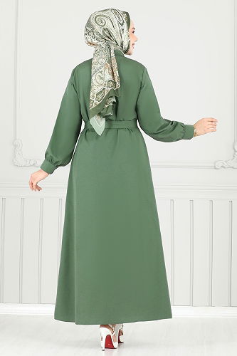 moda selvim الفستان اخضر عفني 019MR1078 - Thumbnail