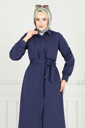 moda selvim Dress 019MR1078 Navy Blue - Thumbnail