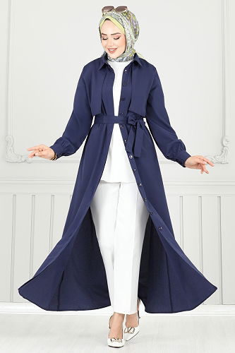 moda selvim Dress 019MR1078 Navy Blue - Thumbnail