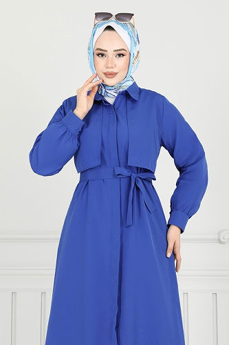 moda selvim الفستان نيلي 019MR1078 - Thumbnail