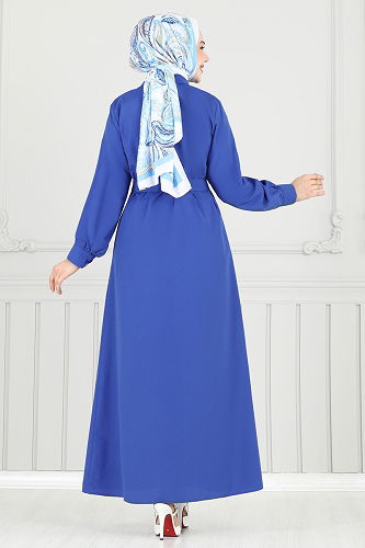 moda selvim الفستان نيلي 019MR1078 - Thumbnail