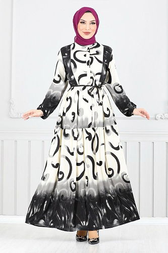 moda selvim Dress 0208ASN936-M Black - Thumbnail