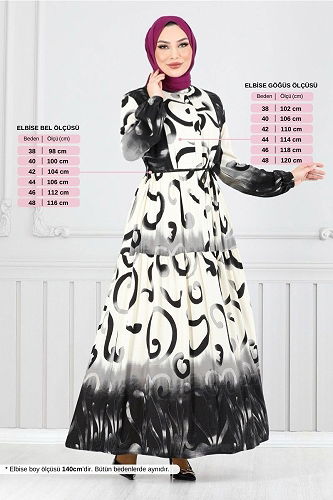 moda selvim الفستان أسود 0208ASN936-M - Thumbnail