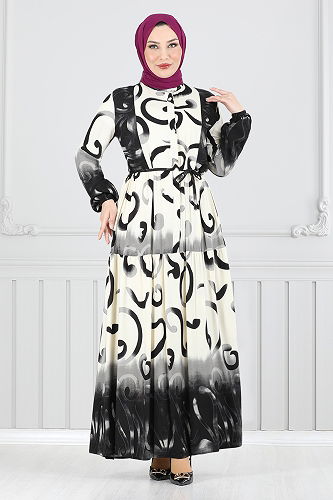 moda selvim الفستان أسود 0208ASN936-M - Thumbnail