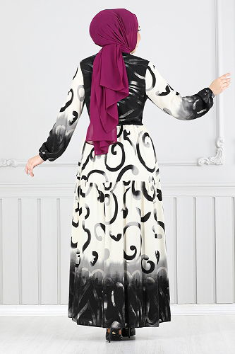 moda selvim الفستان أسود 0208ASN936-M - Thumbnail