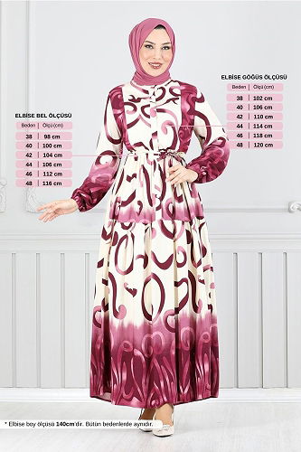 moda selvim Dress 0208ASN936-M Dark Rose Dusky - Thumbnail