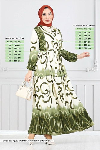 moda selvim الفستان أخضر 0208ASN936-M - Thumbnail