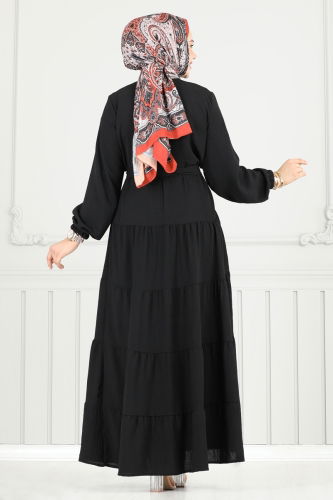 moda selvim Dress 020MR1078 Black - Thumbnail