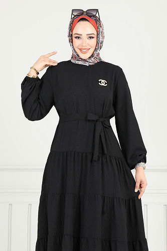 moda selvim Dress 020MR1078 Black - Thumbnail