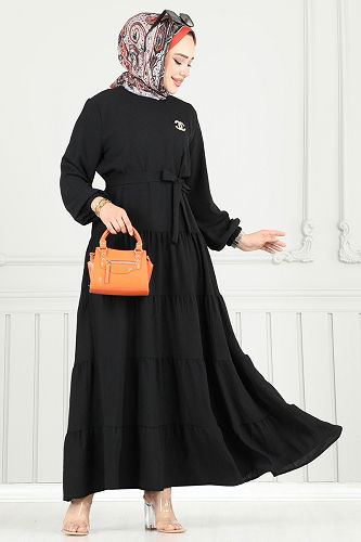 moda selvim الفستان أسود 020MR1078 - Thumbnail