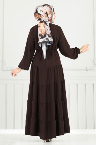 moda selvim Dress 020MR1078 Brown - Thumbnail