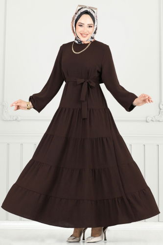 moda selvim Dress 020MR1078 Brown - Thumbnail
