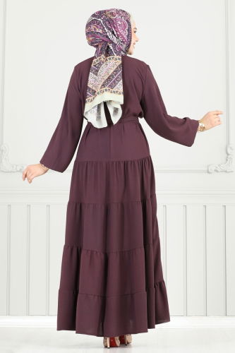 moda selvim Dress 020MR1078 Damson - Thumbnail
