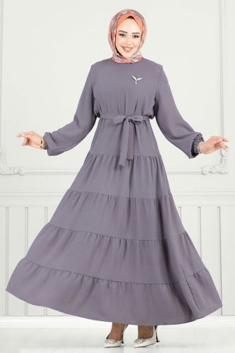 moda selvim Dress 020MR1078 Gray - Thumbnail