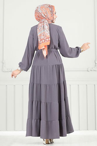 moda selvim Dress 020MR1078 Gray - Thumbnail