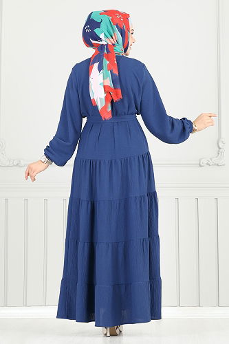 moda selvim الفستان ازرق 020MR1078 - Thumbnail