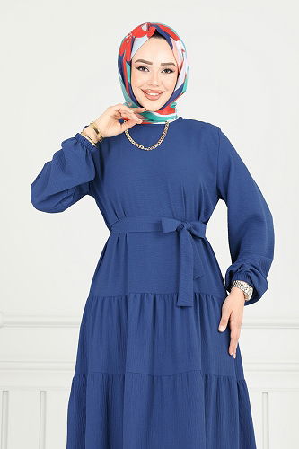 moda selvim الفستان ازرق 020MR1078 - Thumbnail